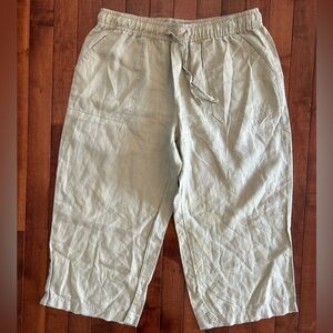 Merona Linen Khaki Drawstring Capri Pants Size Medium